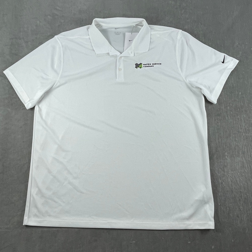 Nike Mens XXL White Golf Polo Shirt Matrix Service Company Dri-FIT DC1963-100